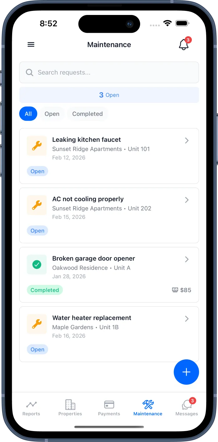 Maintenance Requests screenshot